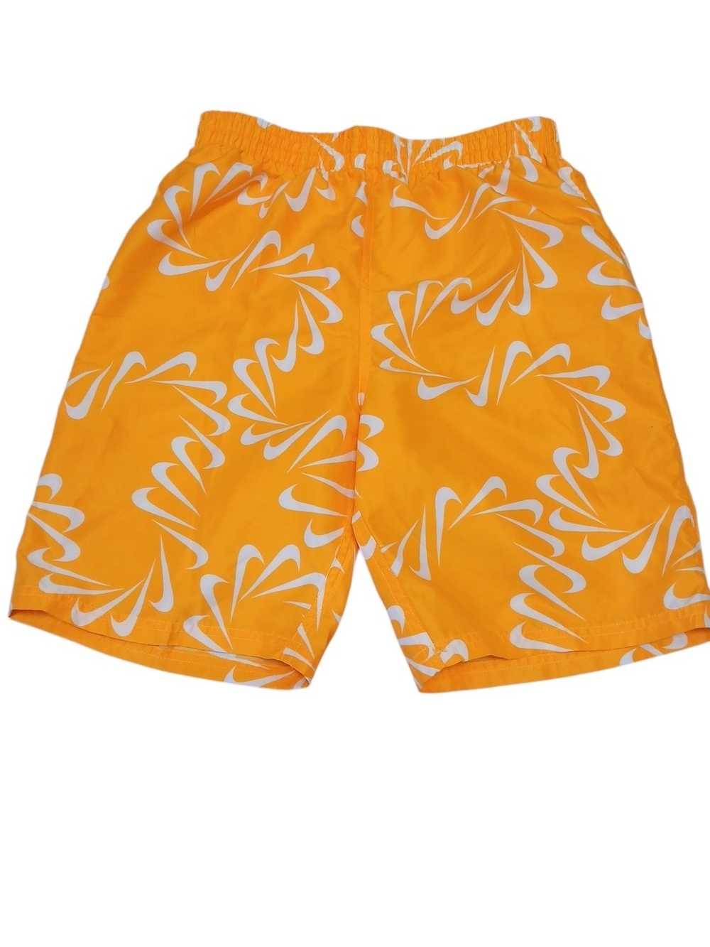 Nike Yellow Swim Shorts All-Over White Swoosh Logo Kid's Size XL #219